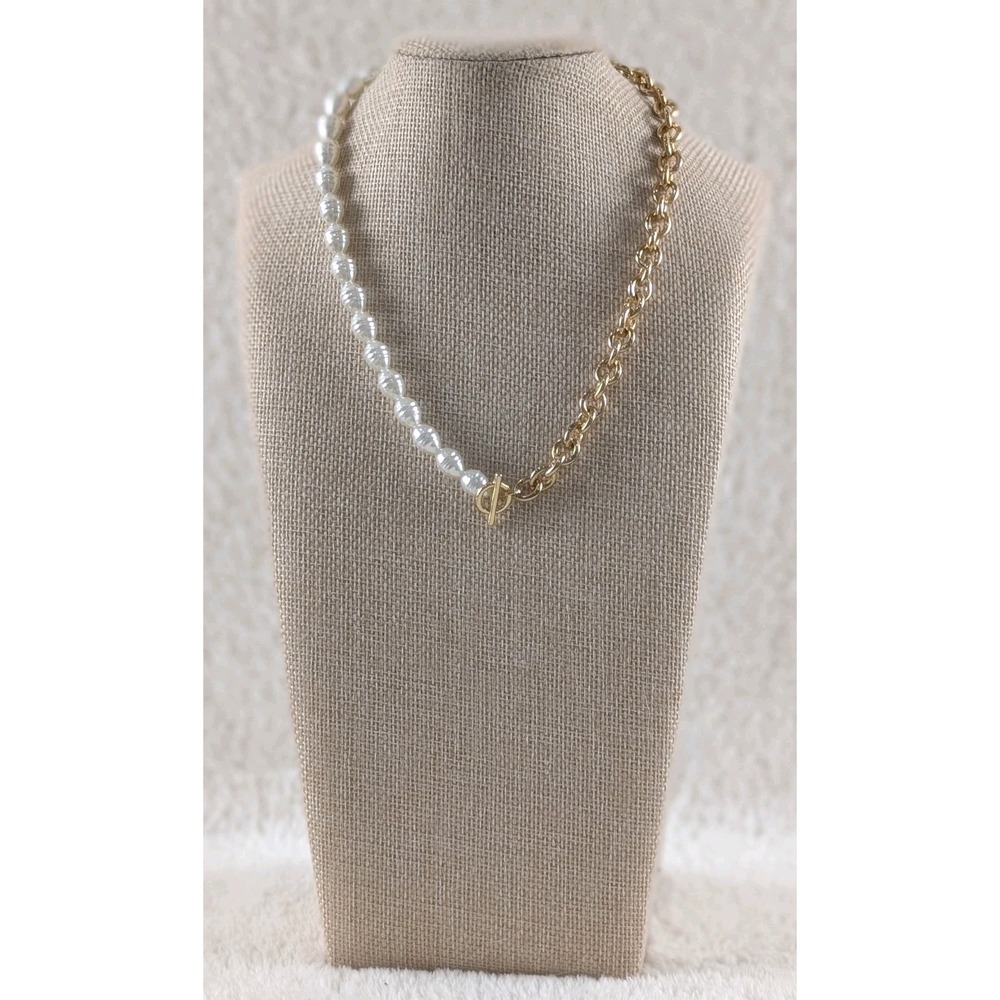 NEW SUGARFIX by BaubleBar Gold Tone chain and Faux Pearl‎ Necklace Jewelry